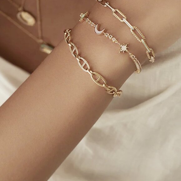 NWT Multi Link Anchor 14K Gold Rhodium Plated Vermeil Chain Bracelet - Picture 9 of 9